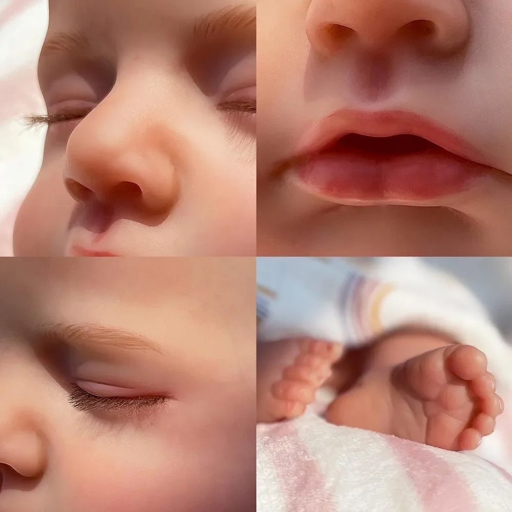 20 Inch Realistic Sleeping Newborn Baby Doll, Lifelike Handmade Cloth Body Soft